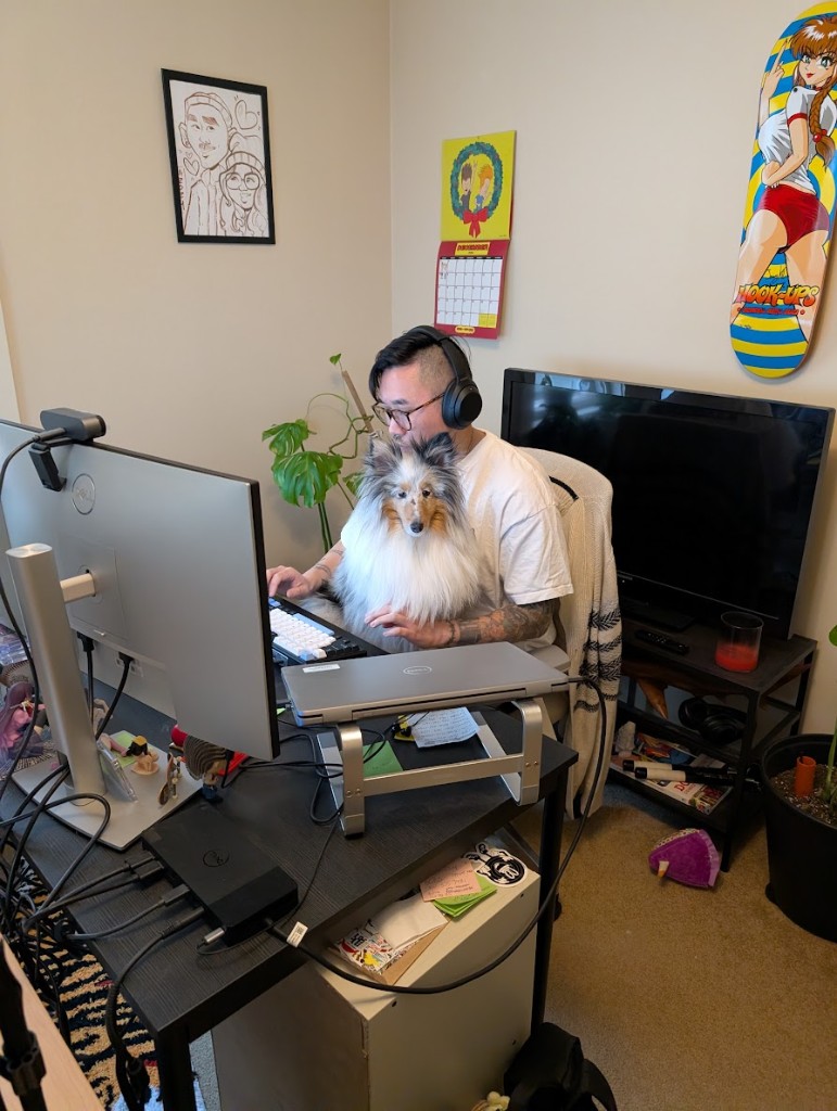 Eric and Nako working from home